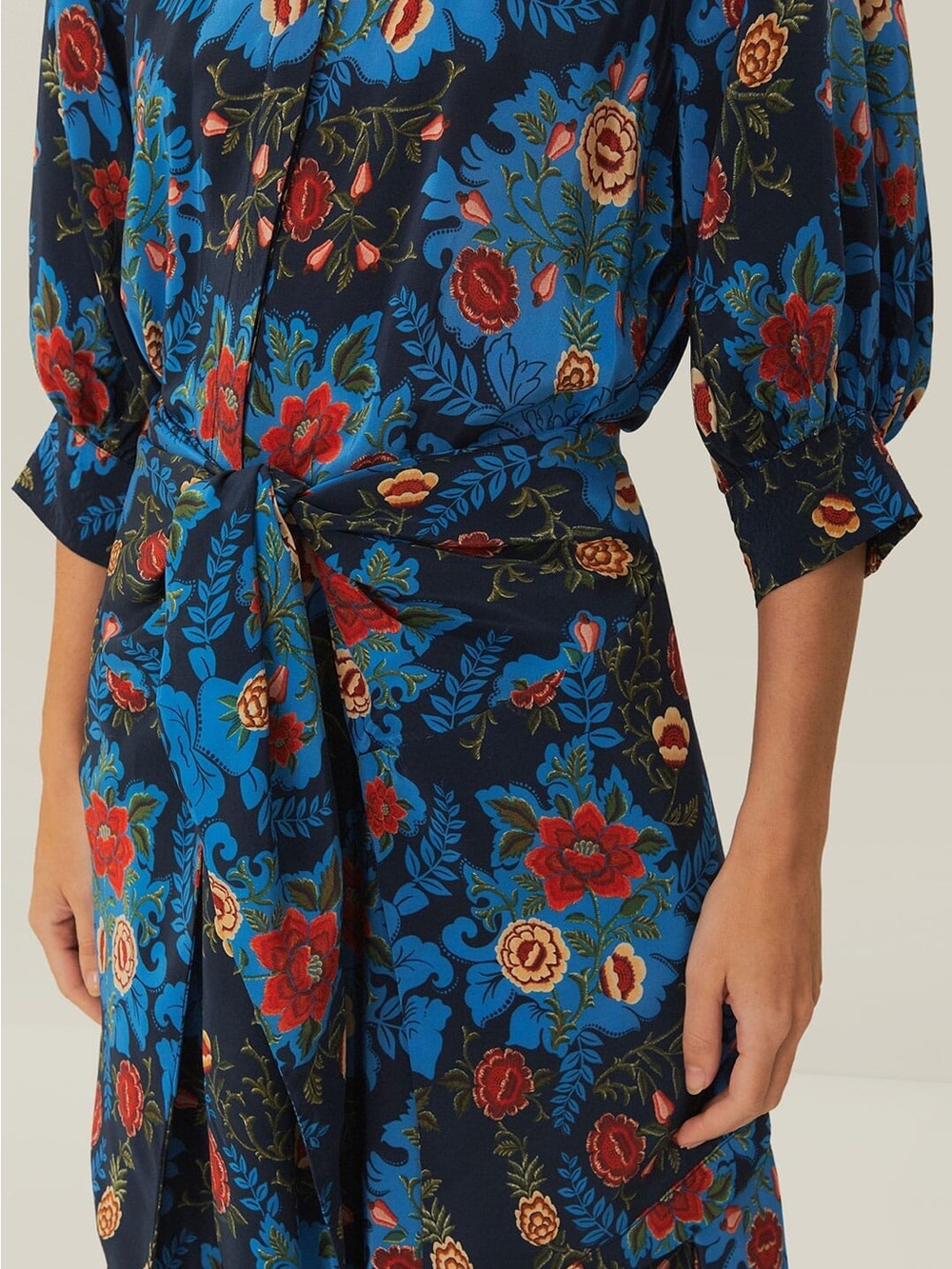 NWT FARM RIO Blue Arabesque Floral Midi Dress - Picture 3 of 14